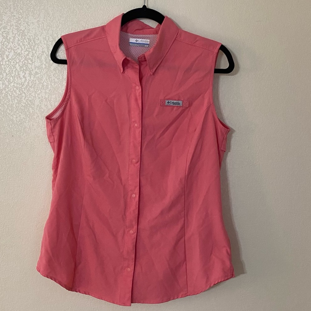 COLUMBIA PFG Tamiami Sleeveless Pink Shirt